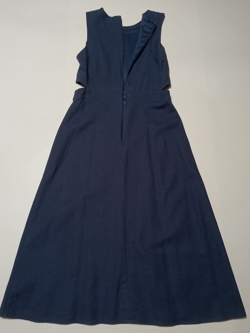 Nine West Navy Blue Linen Blend Sleeveless Navy Cutout Midi Dress Size XS - Picture 4 of 11